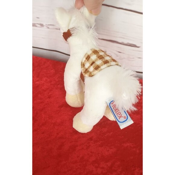 Plush Toy Horse By Prextex White With Brown Accents Small Size Soft & Cuddly Ide - Picture 4 of 8